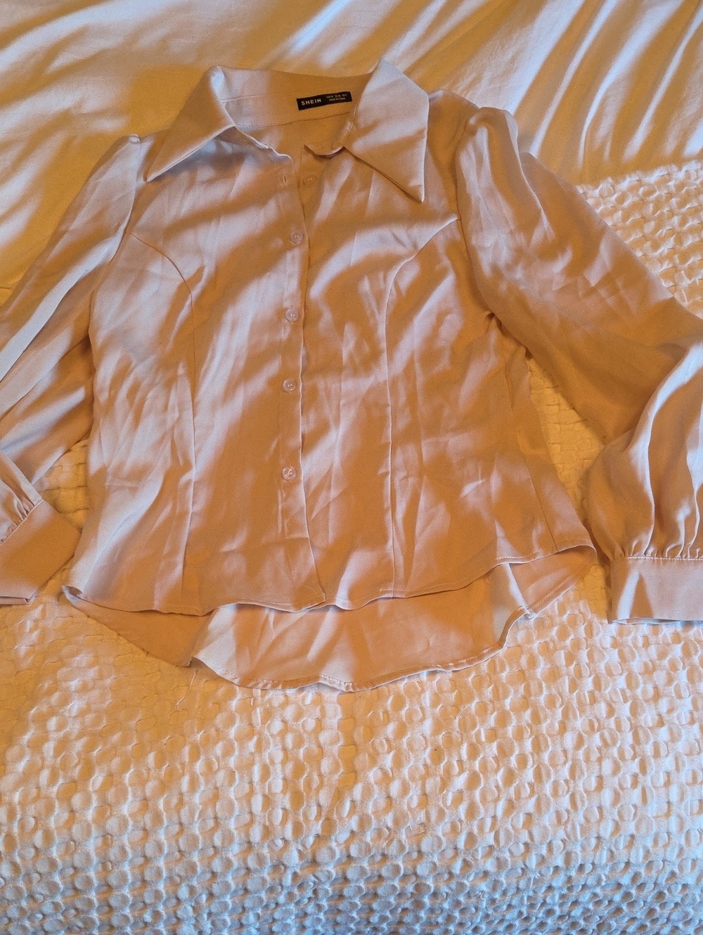 Cream Long-Sleeve Button Shirt Medium
